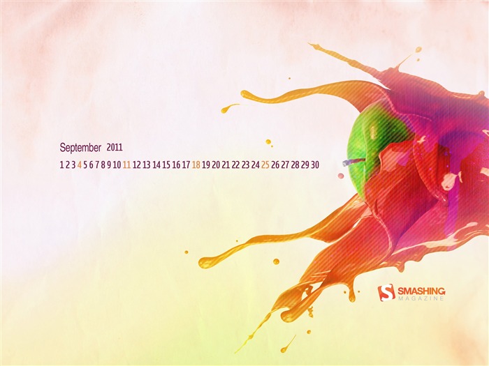 Colorful Apple-September 2011-Calendar Desktop Wallpaper Views:10385 Date:2011/9/2 4:11:02