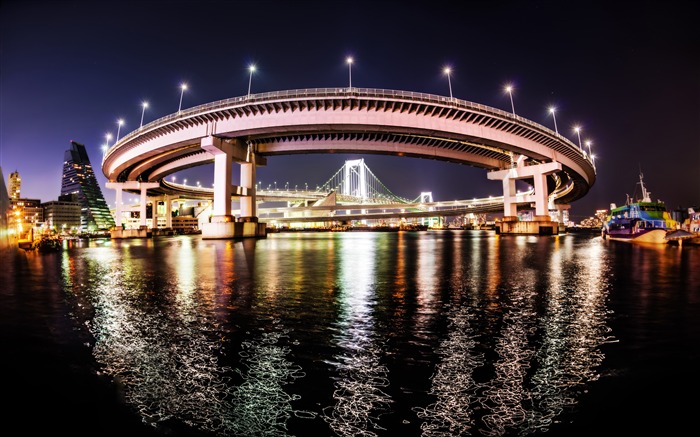 Tokio, arco iris, puente, noche, iluminación, vista Vistas:10219